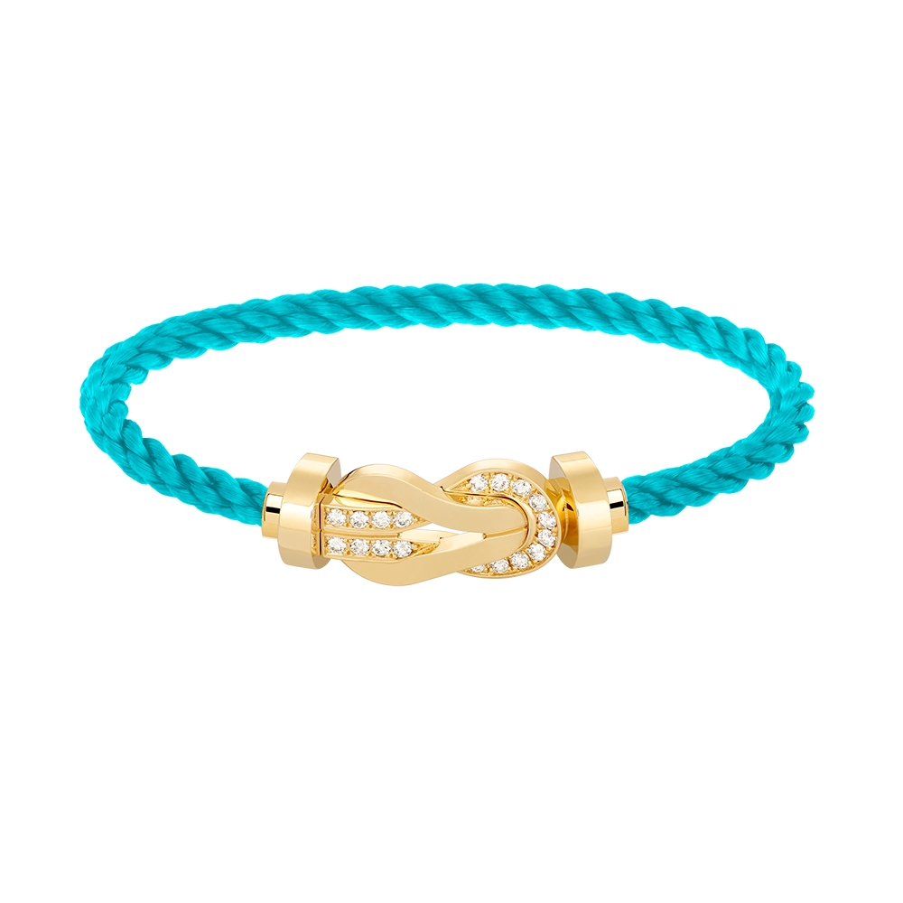 FRED CHANCE LARGE 8 FIGURE BUCKLE HALF DIAMOND BRACELET GOLD