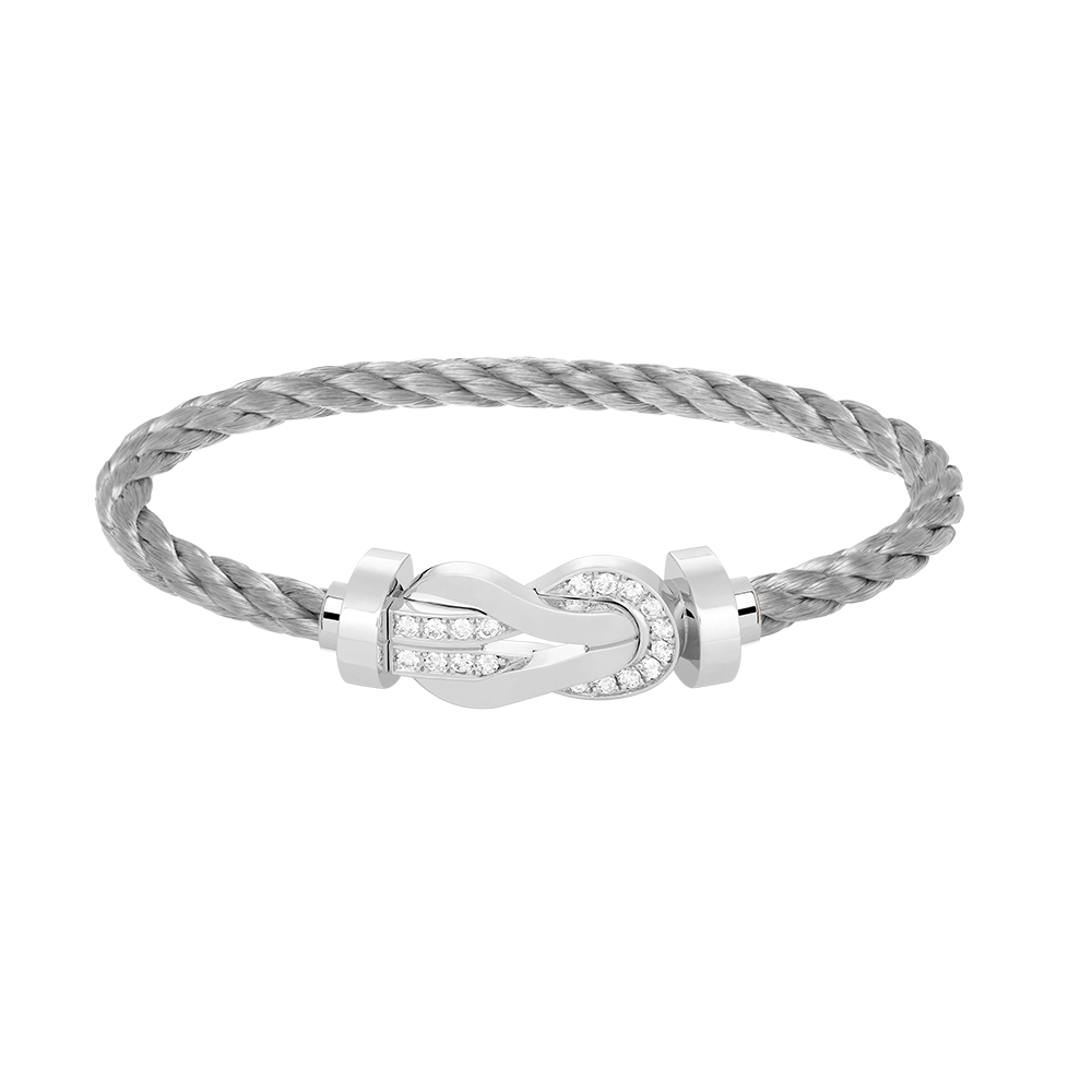 FRED CHANCE LARGE 8 FIGURE BUCKLE HALF DIAMOND BRACELET SILVER