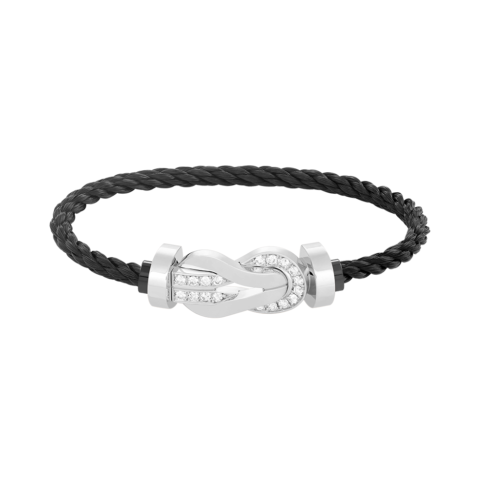 FRED CHANCE LARGE 8 FIGURE BUCKLE HALF DIAMOND BRACELET SILVER