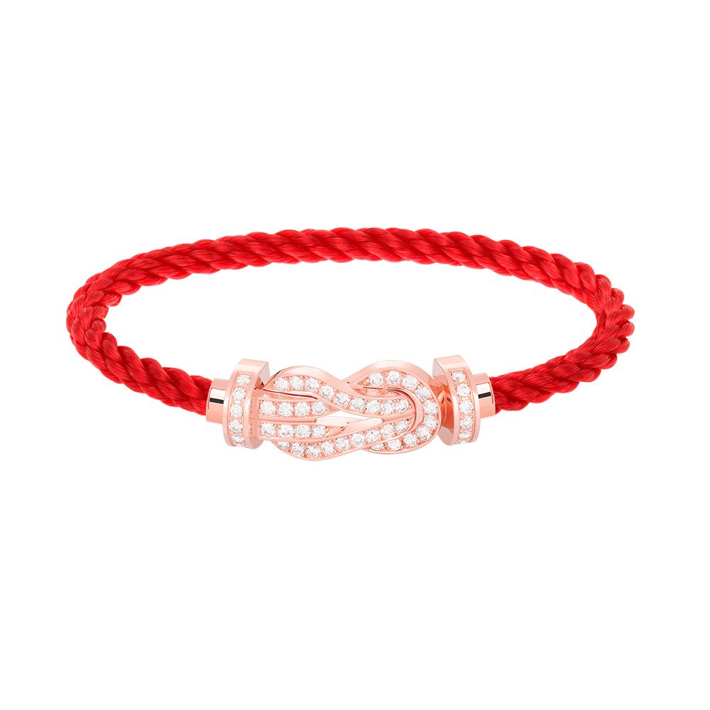 FRED CHANCE LARGE 8 FIGURE BUCKLE FULL DIAMOND BRACELET ROSE GOLD