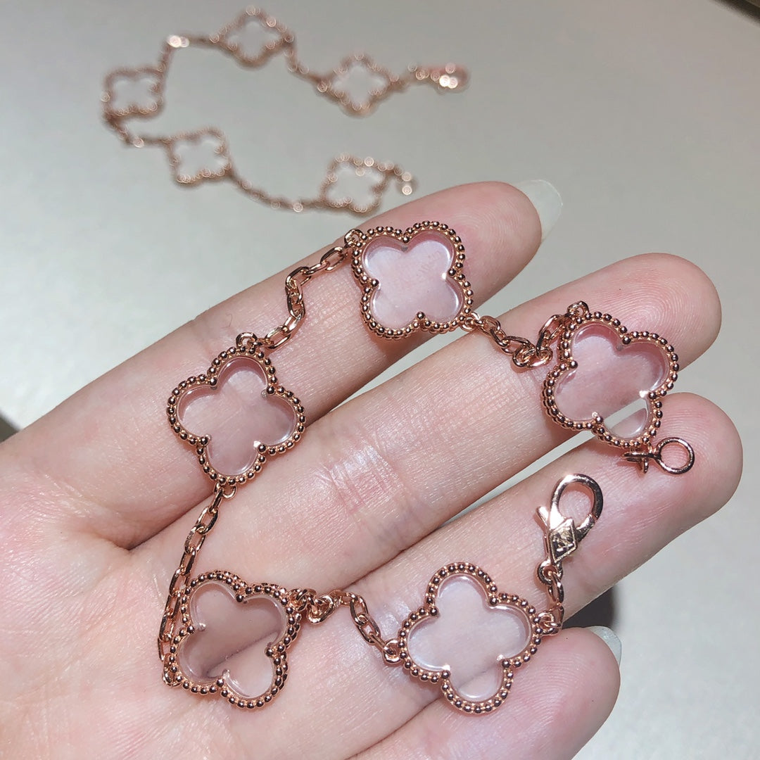 VCA CLOVER 5 MOTIF ROCK CRYSTAL BRACELET