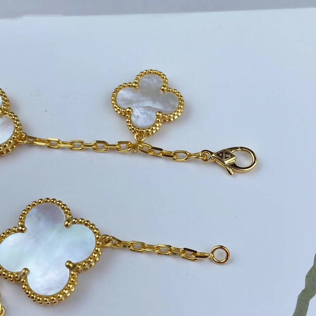 VCA MAGIC CLOVER MOP GOLD BRACELET 5 MOTIFS
