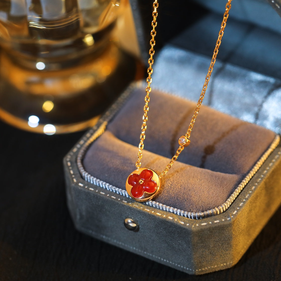 LOUIS VUITTON SUN PEDANT PINK GOLD 1 DIAMOND NECKLACE