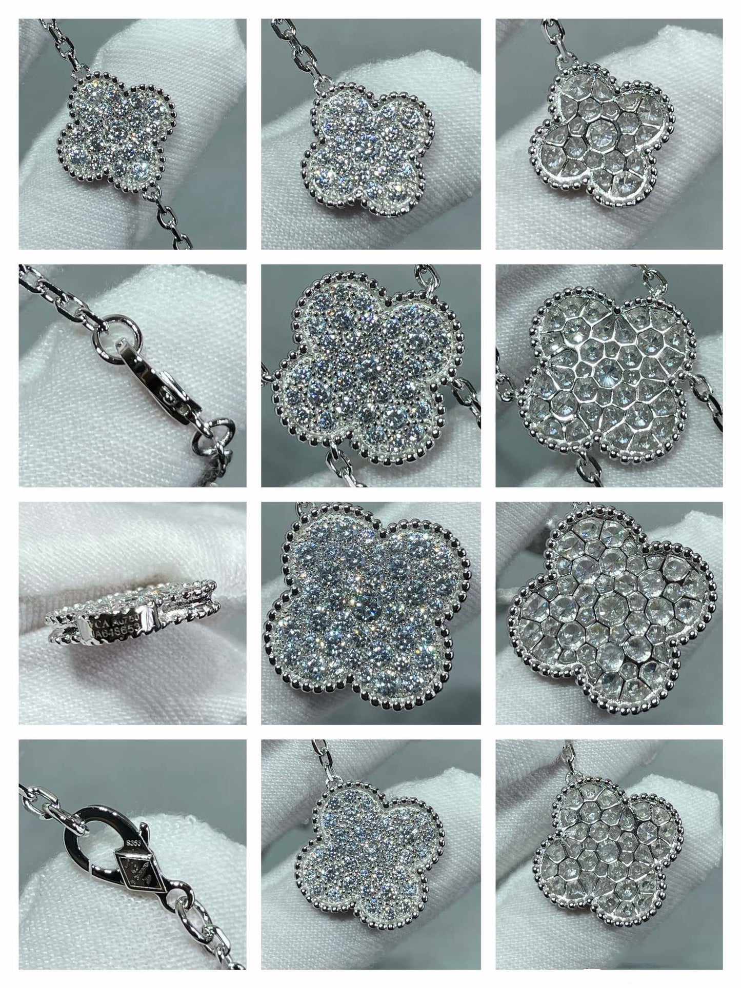 VCA CLOVER 6 MOTIF DIAMOND PAVED NECKLACE