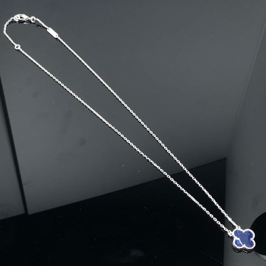 VCA CLOVER PIETERSITE SILVER LONG NECKLACE