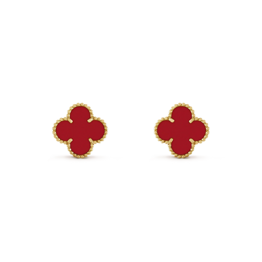 VCA CLOVER MINI 9.5MM CARNELIAN EARRINGS