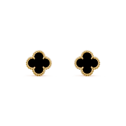 VCA CLOVER MINI 9.5MM BLACK MOP EARRINGS