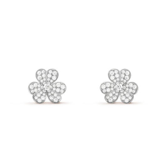 VCA CLOVER COMOS DIAMOND EARRINGS SILVER