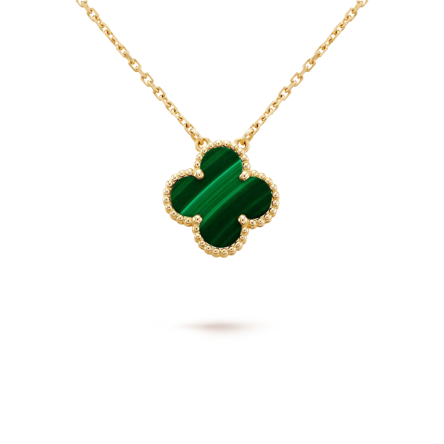 VCA CLOVER 15MM MALACHITE SINGLE FLOWER NECKLACE