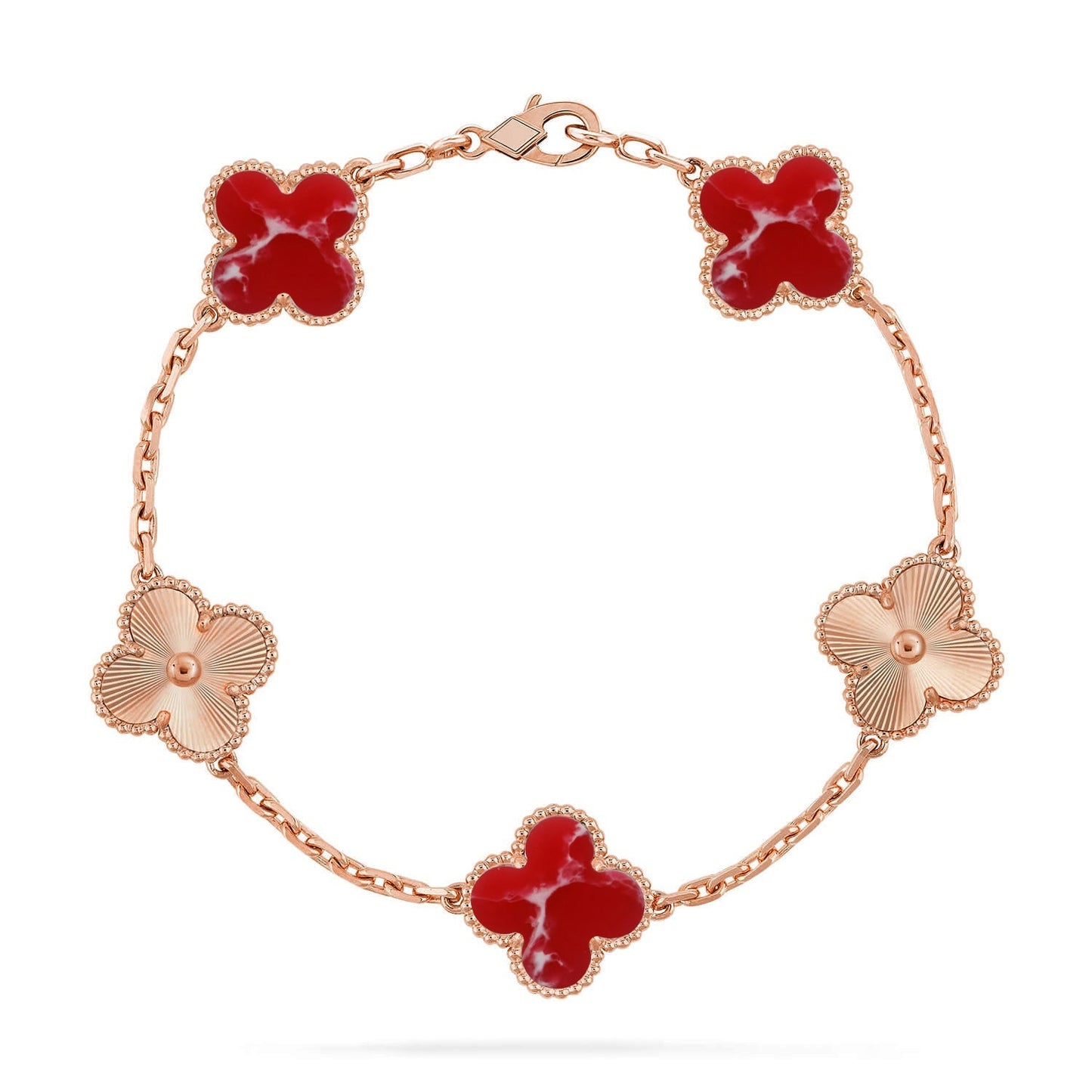 VCA CLOVER 5 MOTIF RED PATTERN BRACELET COLLECTION