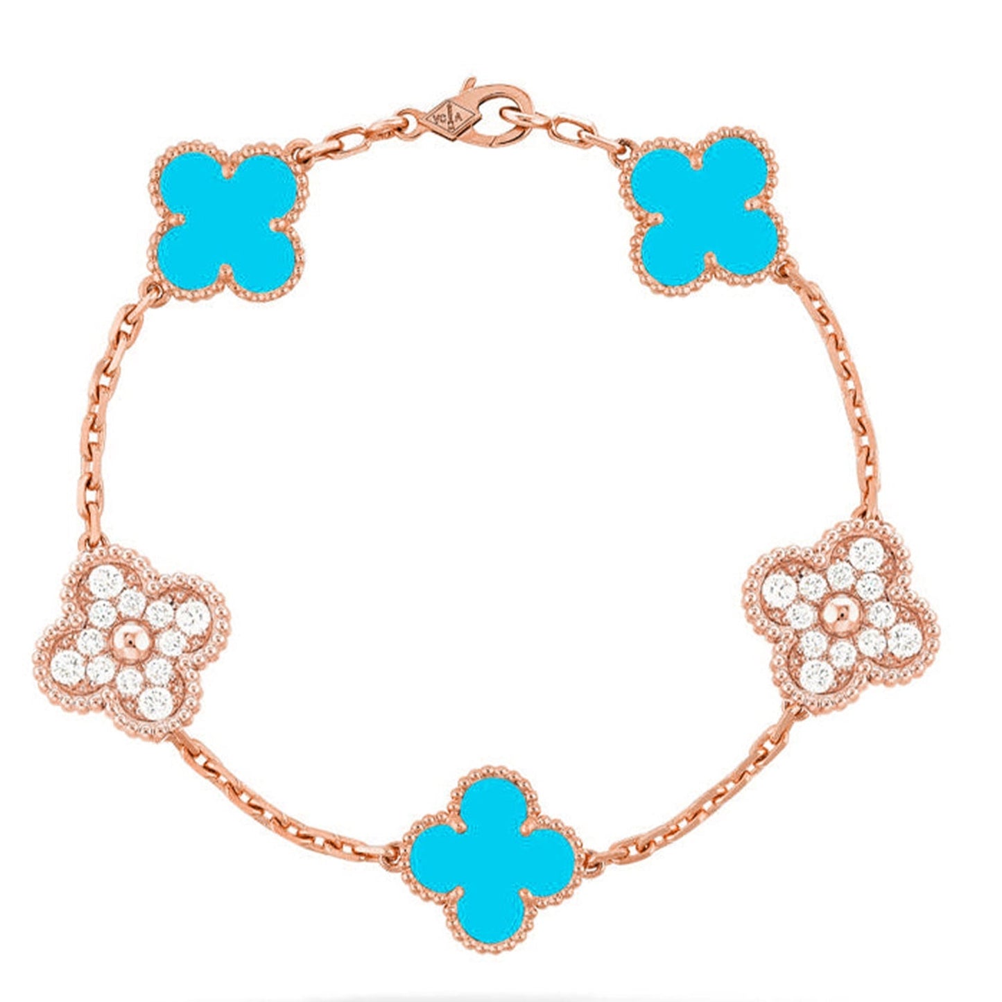 VCA CLOVER 5 MOTIF TURQUOISE BRACELET COLLECTION
