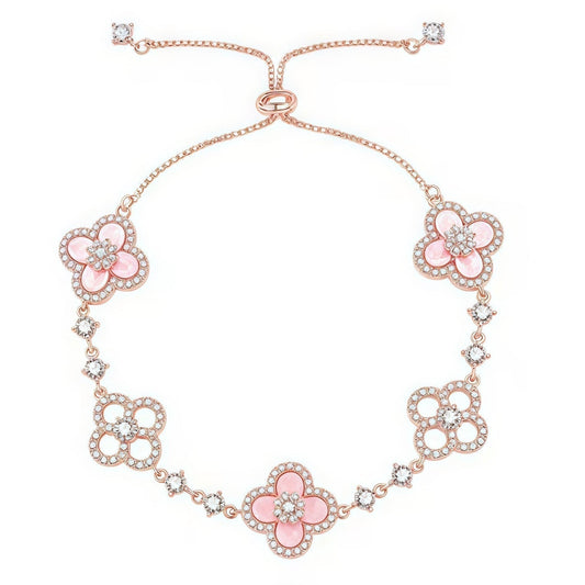 VCA CLOVER 5 MOTIF PINK BLUE RED WHITE BRACELET