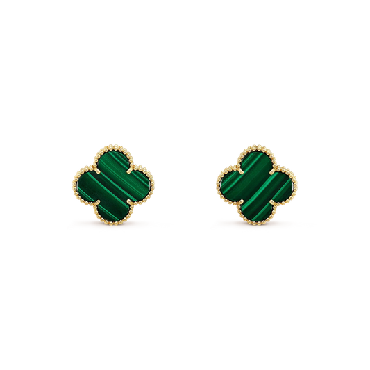 VCA CLOVER MINI 9.5MM MALACHITE EARRINGS