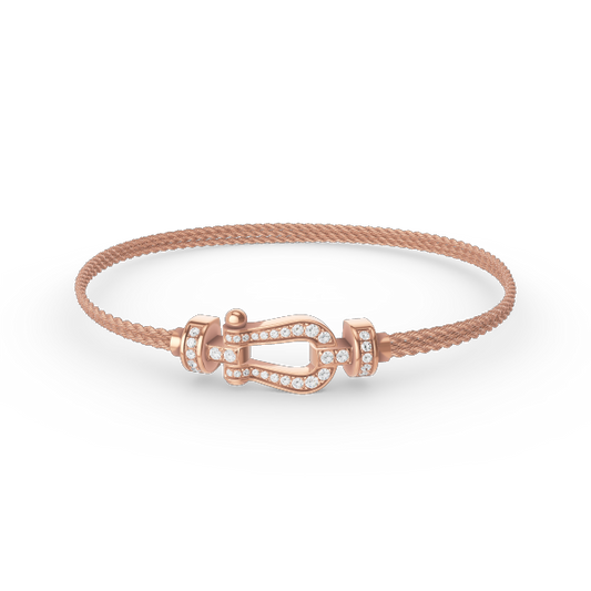FRED FORCE SMALL HORSESHOE DIAMOND CHAIN ROPE BRACELET