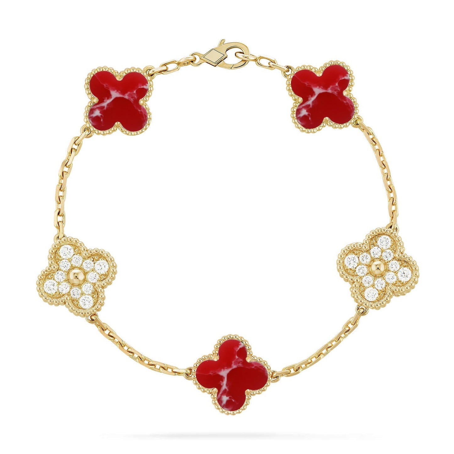 VCA CLOVER 5 MOTIF RED PATTERN BRACELET COLLECTION