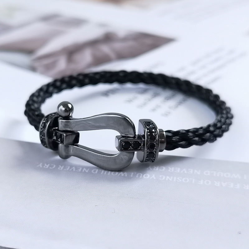 FRED FORCE LARGE SERIES HORSESHOE BLACK SAMURAI BRACELET