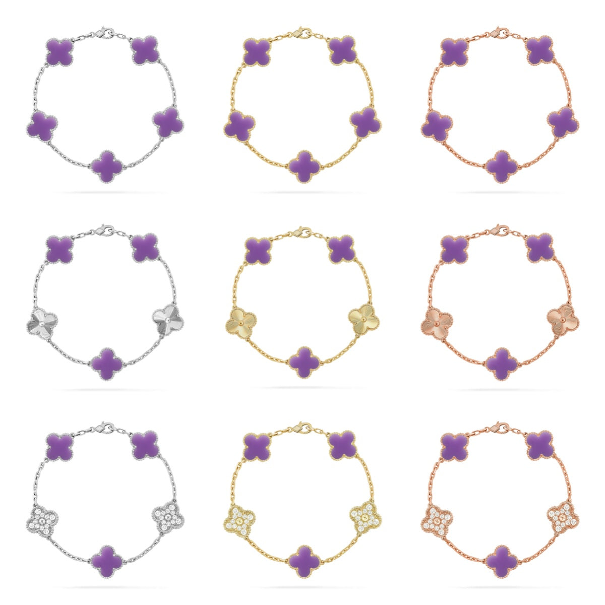 VCA CLOVER 5 MOTIF LIGHT PURPLE BRACELET COLLECTION