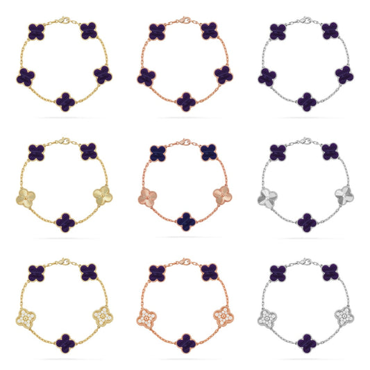 VCA CLOVER 5 MOTIF PURPLE STRIPES BRACELET COLLECTION
