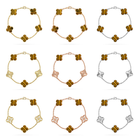 VCA CLOVER 5 MOTIFS TIGER EYE BRACELET COLLECTION