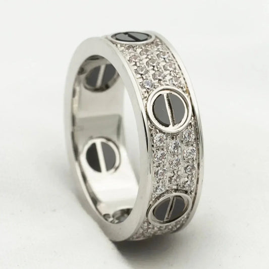 CARTIER LOVE RING 5.5MM DIAMONDS PAVED CERAMIC