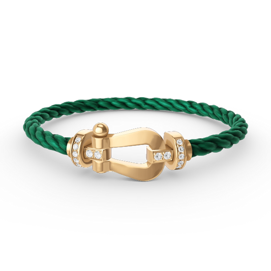 FRED FORCE LARGE HORSESHOE HALF DIAMOND BRACELET GOLD