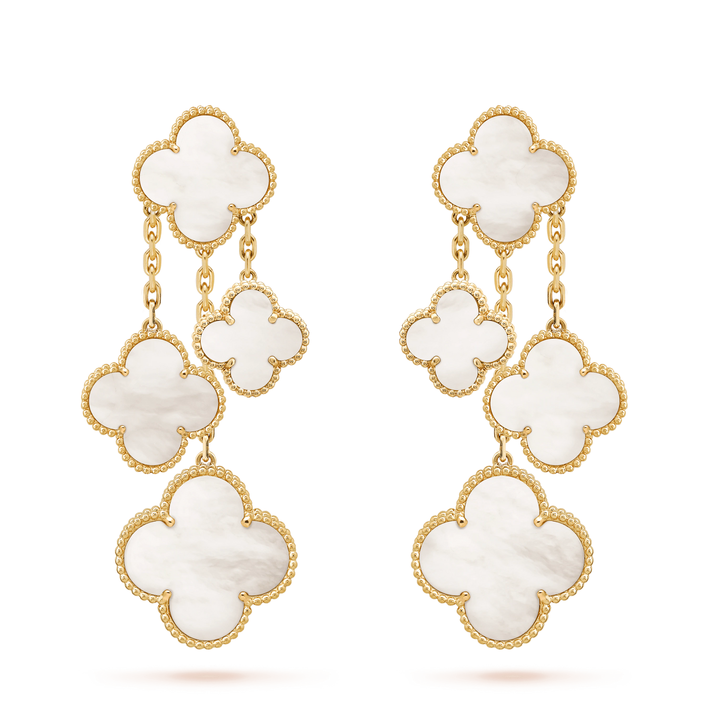 VCA CLOVER EARRINGS WHITE MOP 4 MOTIFS GOLD