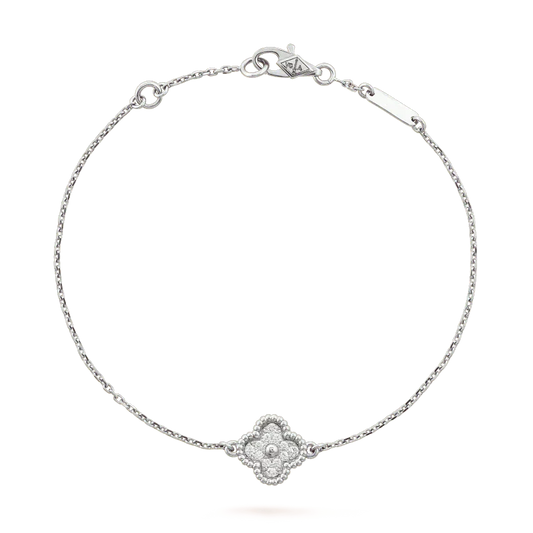 VCA CLOVER SINGLE FLOWER BRACELET SILVER